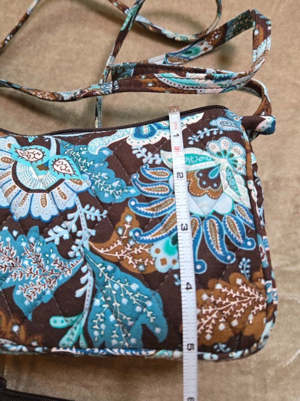 Vera Bradley Floral Shoulder Bag Set – Blue Brown Paisley Quilted Purse + Pouch - Picture 7 of 7